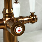 Verossi  | Vandisso | Traditional Cruciform Style 3 in 1 Instant Boiling Tap | White Ceramic Levers | Brushed Copper Finish