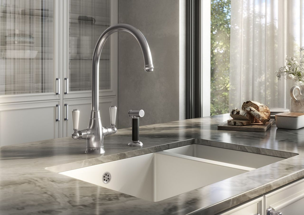 Verossi | Oswald| Traditional Dual Lever Kitchen tap | Pewter