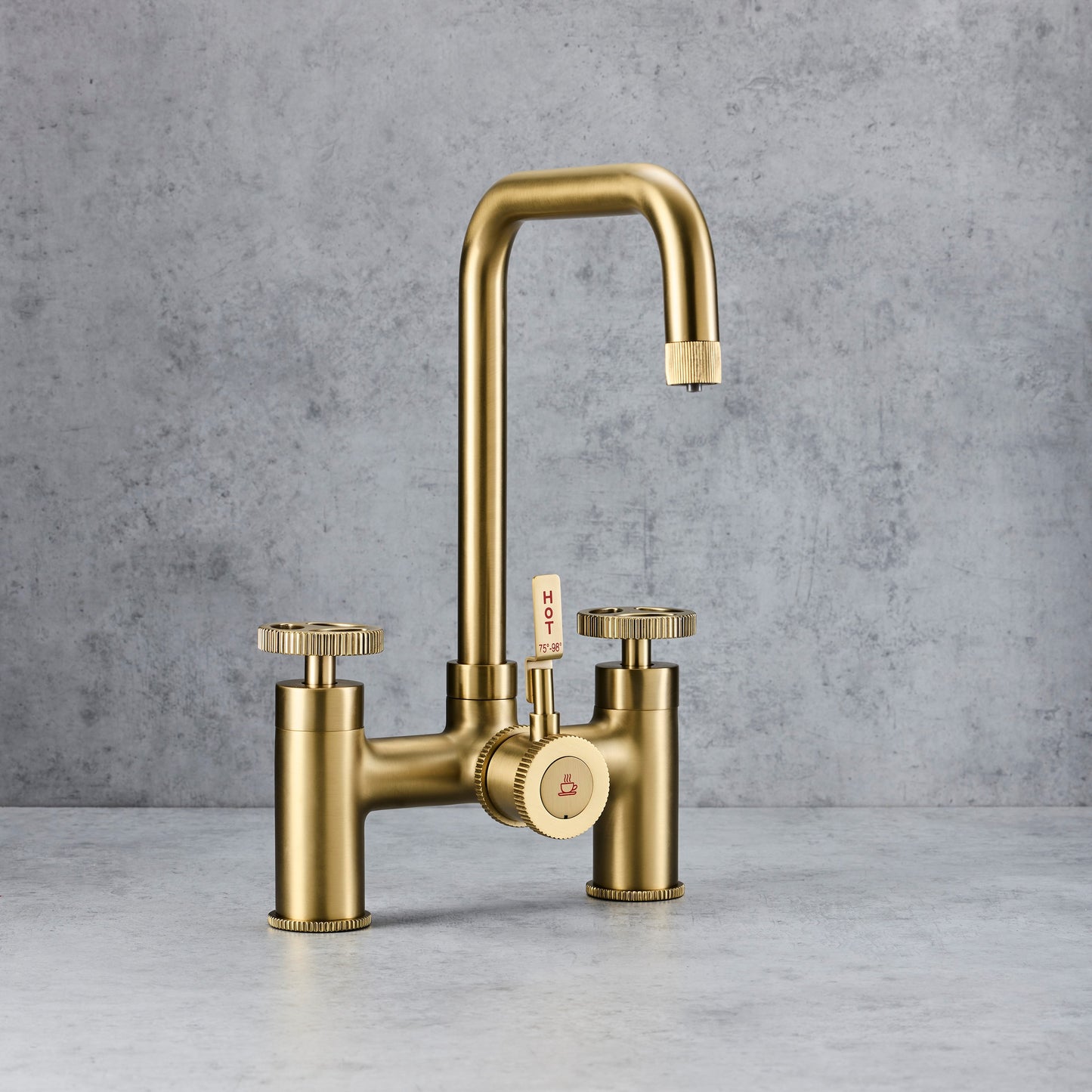 Brushed Brass Finish | Industrial Bridge Style 3 in 1 Instant Boiling Tap