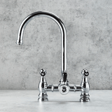 Verossi  | Venetian | Traditional Bridge Style 3 in 1 Instant Boiling Tap | Black Ceramic Levers | Polished Chrome Finish