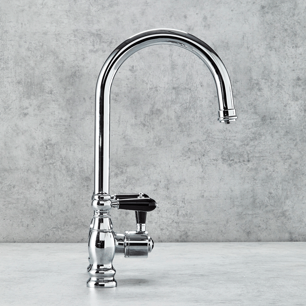 Verossi  | Venetian | Traditional Bridge Style 3 in 1 Instant Boiling Tap | Black Ceramic Levers | Polished Chrome Finish
