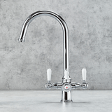 Verossi  | Vandisso | Traditional Cruciform Style 3 in 1 Instant Boiling Tap | White Ceramic Levers | Polished Chrome Finish