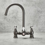 Verossi  | Venetian | Traditional Bridge Style 3 in 1 Instant Boiling Tap | White Ceramic Levers | Gun Metal Finish