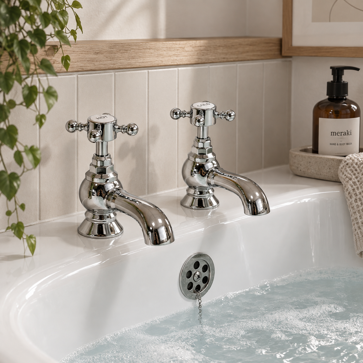 Eden | Bath Piller Taps | Chrome