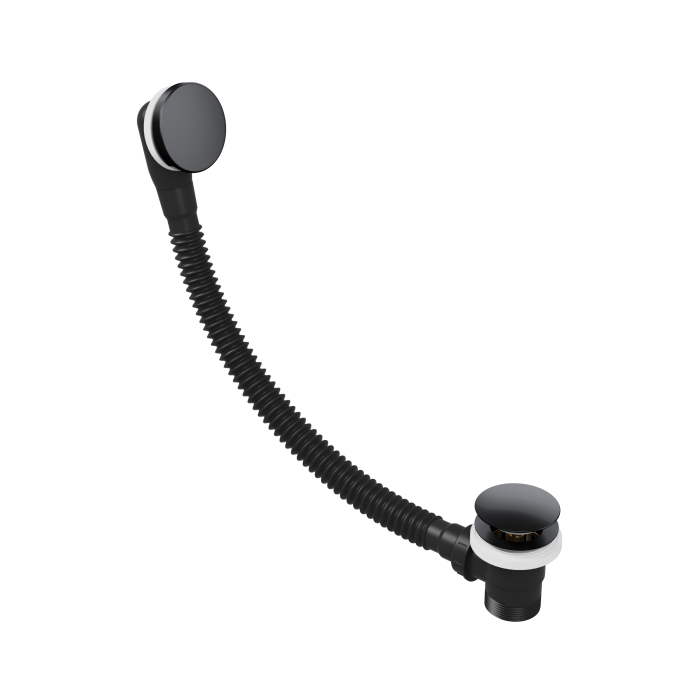 Easy-Clean Click-Clack Bath Waste with Overflow - G1 1/2" - 610mm Pipe - Matt Black