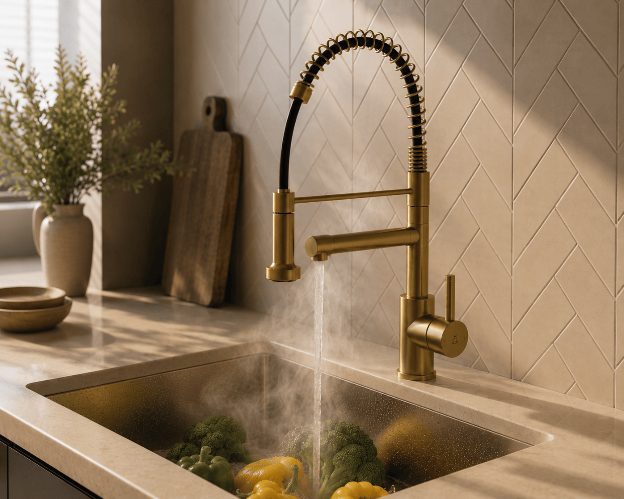 Verossi | Flex | Multiuse Style 3 in 1 Instant Boiling Tap with Flexi Spray  | Brushed Brass Finish