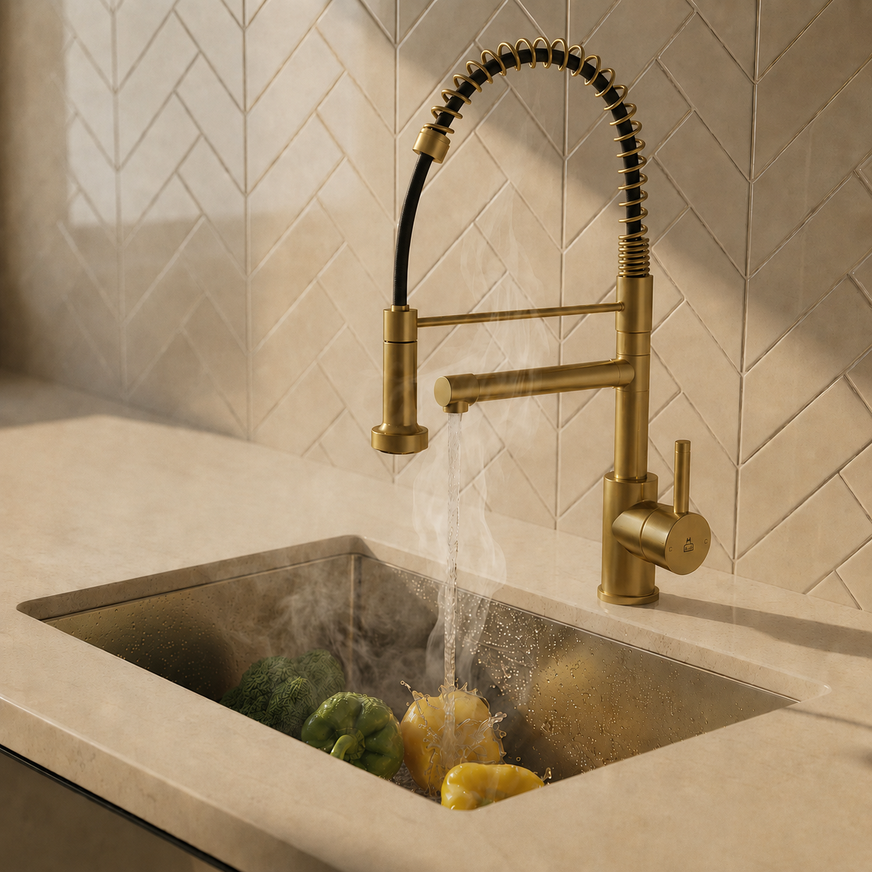 Verossi | Flex | Multiuse Style 3 in 1 Instant Boiling Tap with Flexi Spray  | Brushed Brass Finish