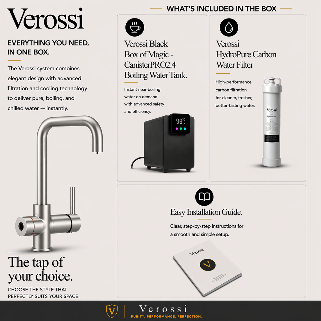 Verossi  | Valeria | Finger Print Control 3 in 1 Instant Boiling Tap | Brushed Steel Finish