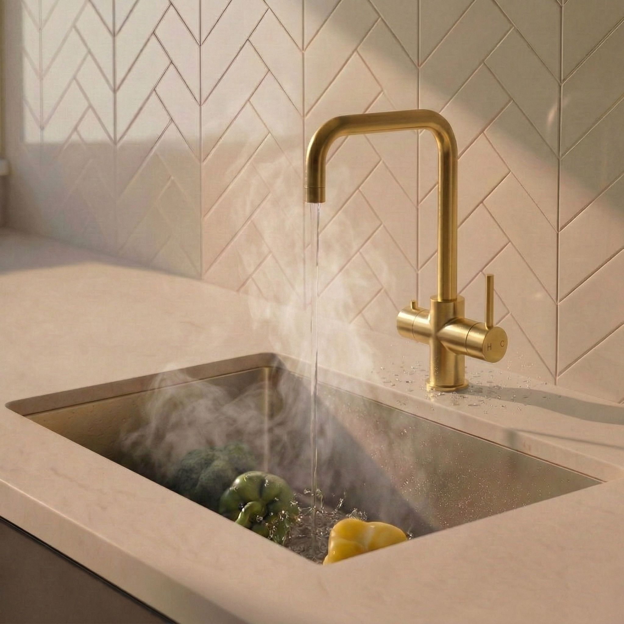 Verossi | Vamore | 3 in 1 Instant Boiling Tap | Brushed Gold Finish
