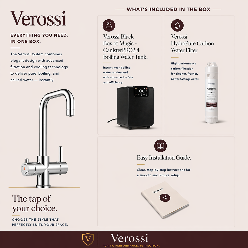 Verossi | Vamore | 3 in 1 Instant Boiling Tap | Polished Chrome Finish