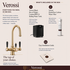 Verossi  | Vandisso | Traditional Cruciform Style 3 in 1 Instant Boiling Tap | Black Ceramic Levers | Brushed Brass Finish
