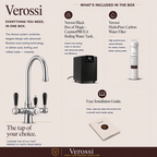 Verossi  | Vandisso | Traditional Cruciform Style 3 in 1 Instant Boiling Tap | Black Ceramic Levers | Polished Chrome Finish