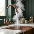 Verossi  | Vandisso | Traditional Cruciform Style 3 in 1 Instant Boiling Tap | White Ceramic Levers | Brushed Copper Finish
