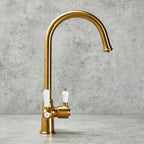 Verossi  | Vandisso | Traditional Cruciform Style 3 in 1 Instant Boiling Tap | White Ceramic Levers | Brushed Gold Finish
