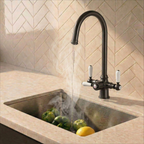 Verossi  | Vandisso | Traditional Cruciform Style 3 in 1 Instant Boiling Tap | White Ceramic Levers | Gun Metal Finish