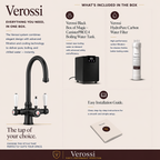 Verossi  | Vandisso | Traditional Cruciform Style 3 in 1 Instant Boiling Tap | White Ceramic Levers | Matt Black Finish