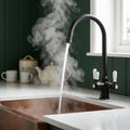 Verossi  | Vandisso | Traditional Cruciform Style 3 in 1 Instant Boiling Tap | White Ceramic Levers | Matt Black Finish
