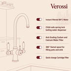 Verossi  | Vandisso | Traditional Cruciform Style 3 in 1 Instant Boiling Tap | White Ceramic Levers | Polished Chrome Finish