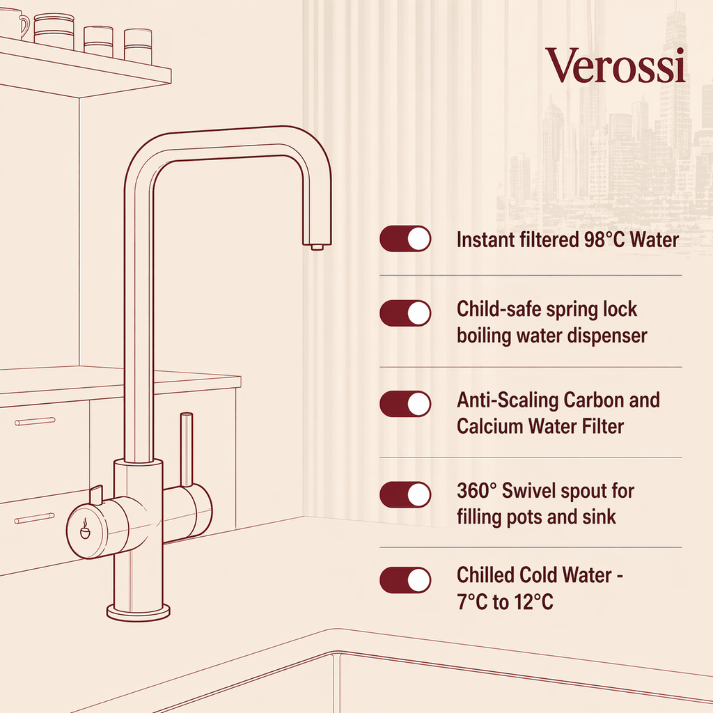 Verossi | Vanquish | 4 in 1 Instant Boiling Water & Chilled Water Pack | Matt Black