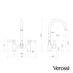 Verossi  | Venetian | Traditional Bridge Style 3 in 1 Instant Boiling Tap | White Ceramic Levers | Gun Metal Finish