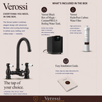 Verossi  | Venetian | Traditional Bridge Style 3 in 1 Instant Boiling Tap | White Ceramic Levers | Matt Black Finish