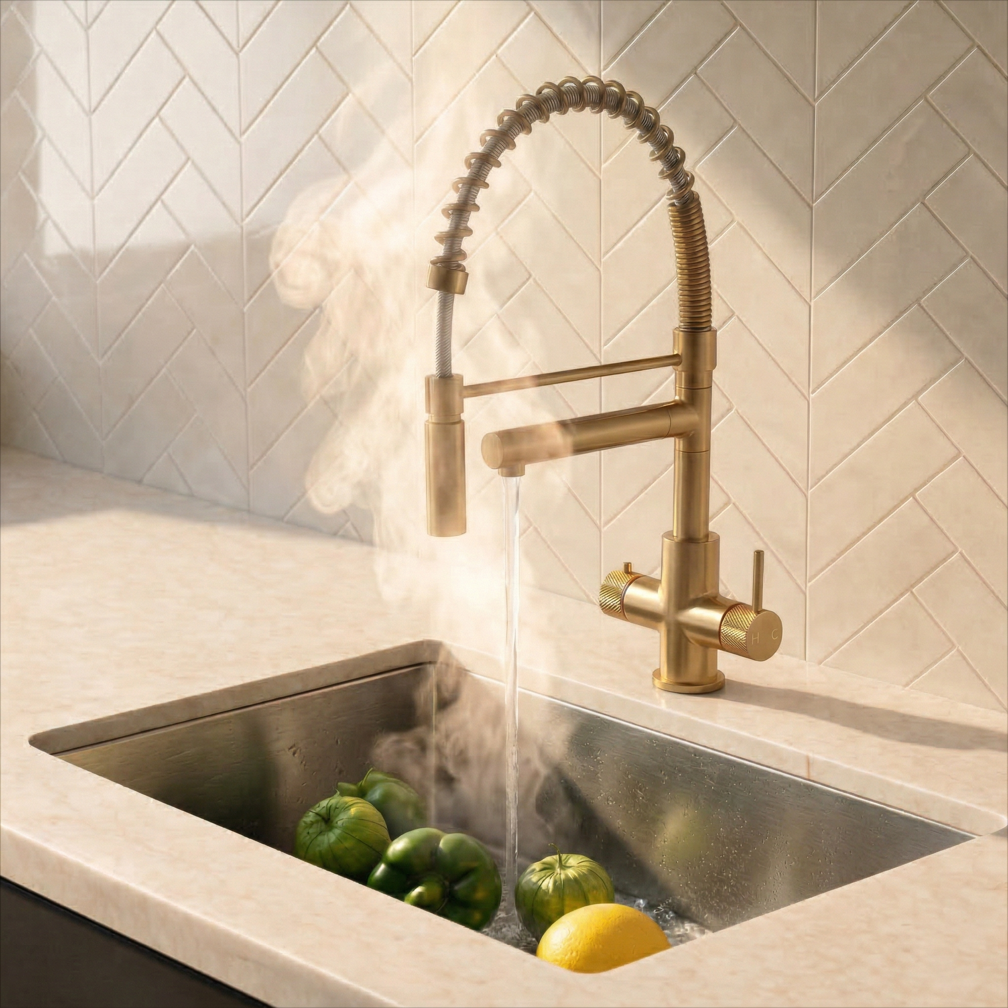 Verossi | Versan | Flexi 3 in 1 Instant Boiling Tap | Brushed Gold Finish