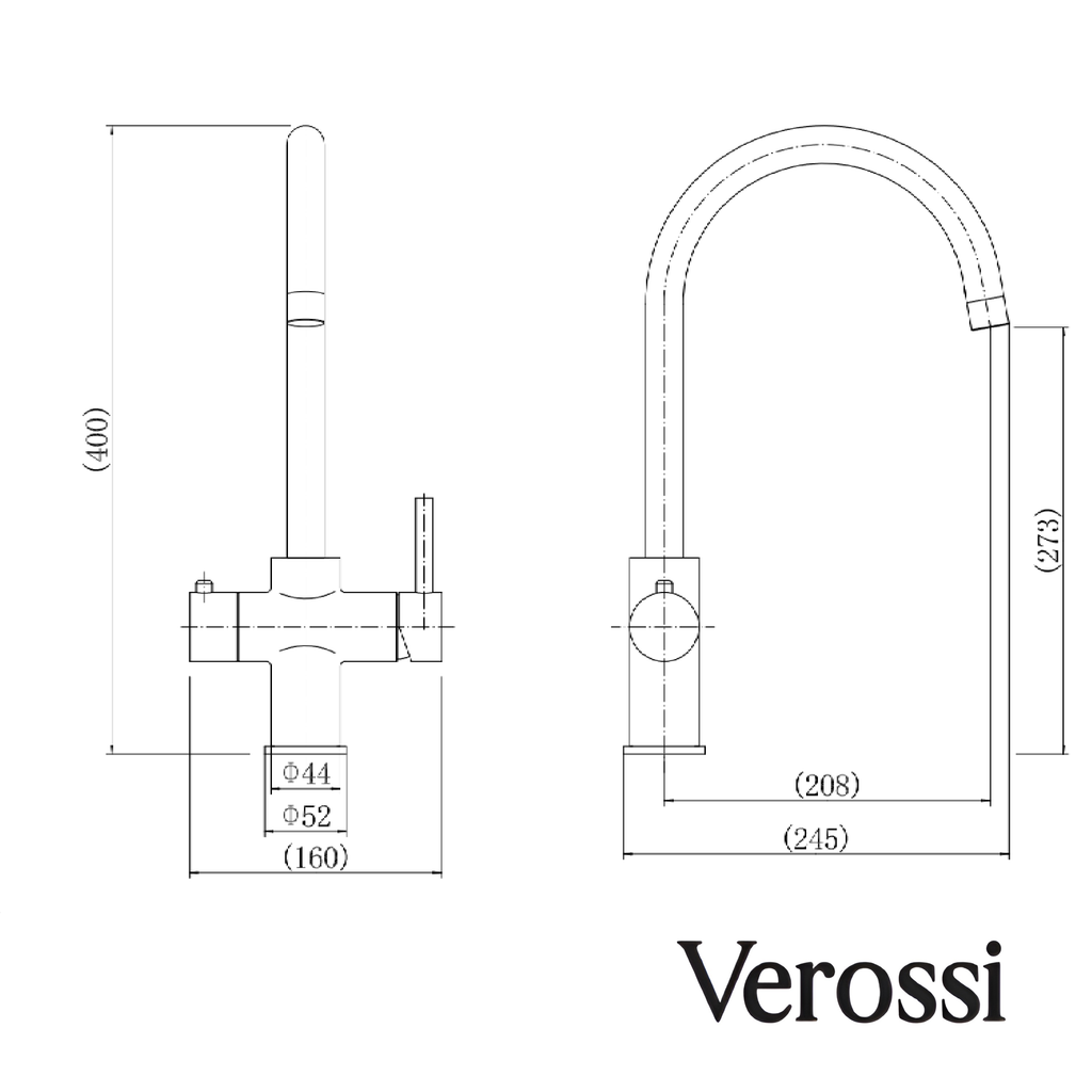 Verossi | Vinta | Swan 3 in 1 Instant Boiling Tap | Brushed Gold Finish