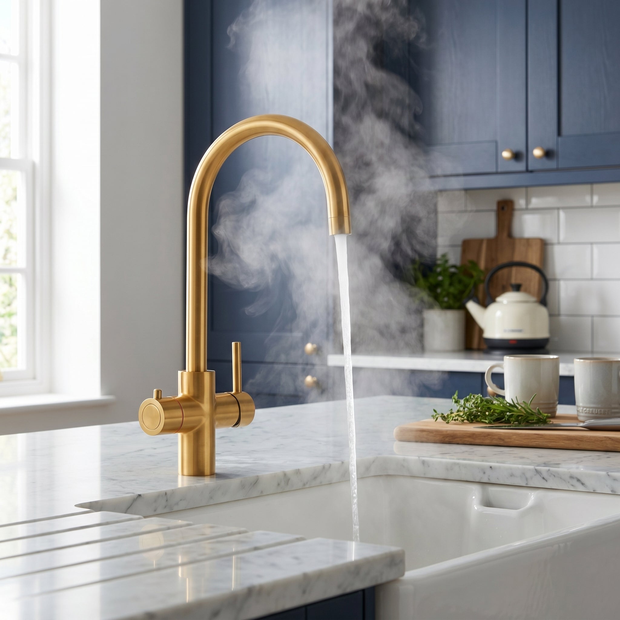 Verossi | Vinta | Swan 3 in 1 Instant Boiling Tap | Brushed Gold Finish