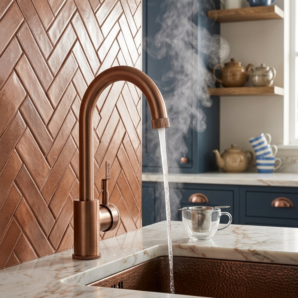 Verossi  | Volissi | Industrial Style Single Lever 3 in 1 Instant Boiling Tap | Brushed Copper Finish