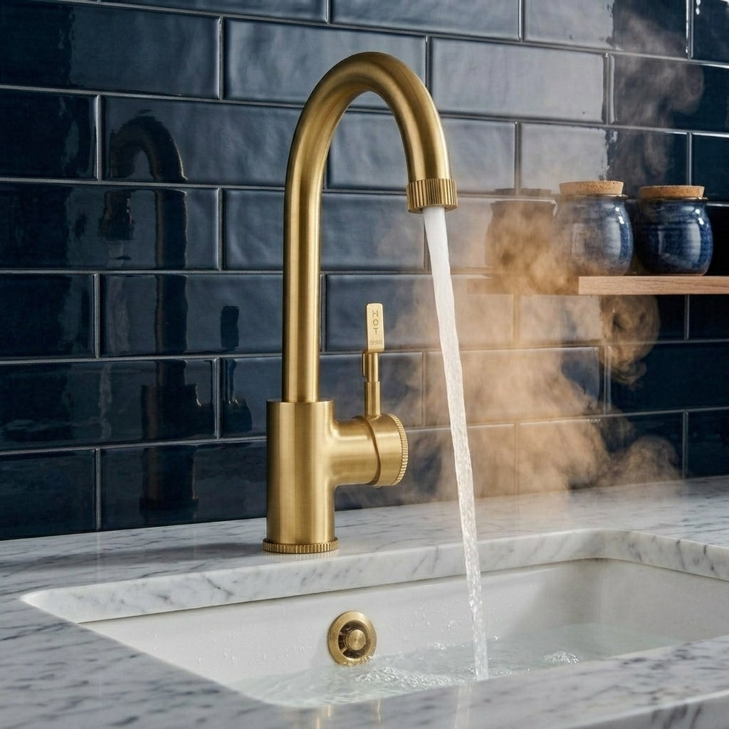 Verossi  | Volissi | Industrial Style Single Lever 3 in 1 Instant Boiling Tap | Brushed Gold Finish
