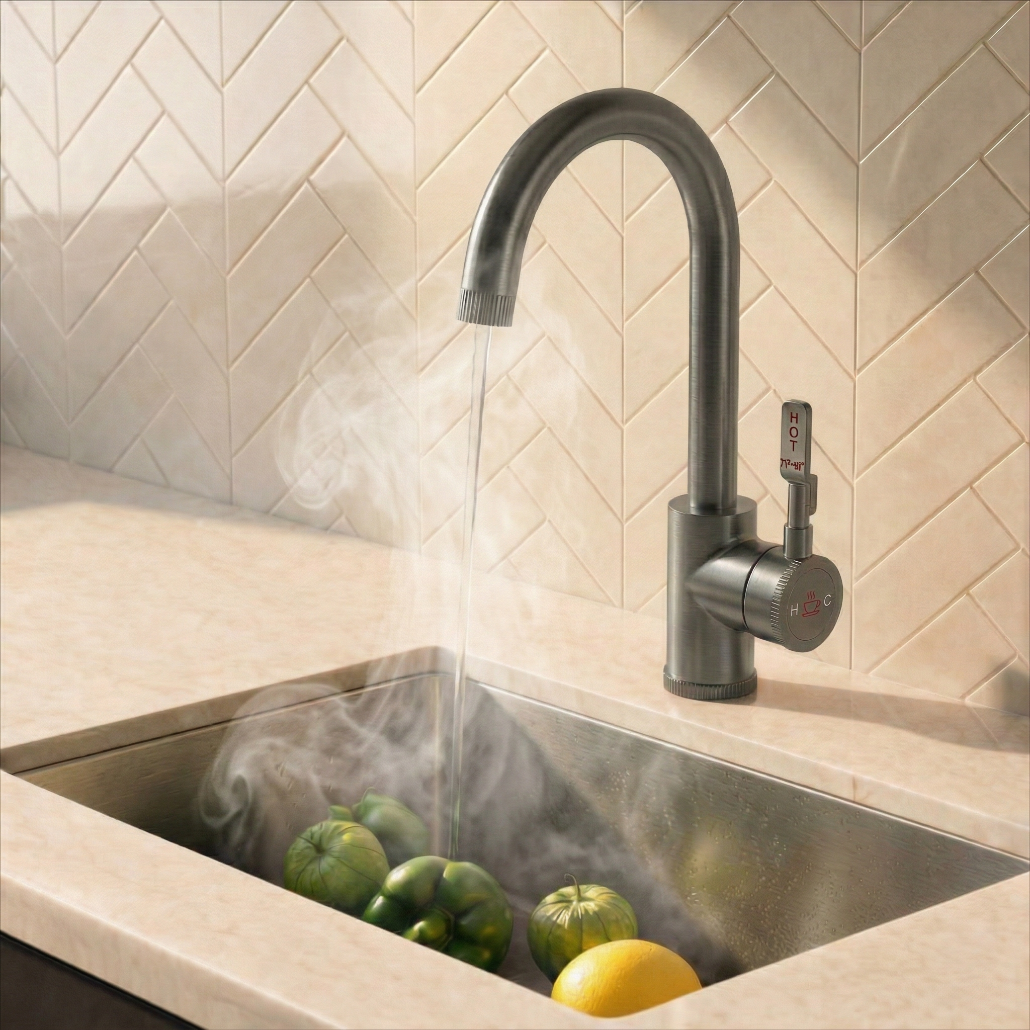 Verossi  | Volissi | Industrial Style Single Lever 3 in 1 Instant Boiling Tap | Gun Metal Finish