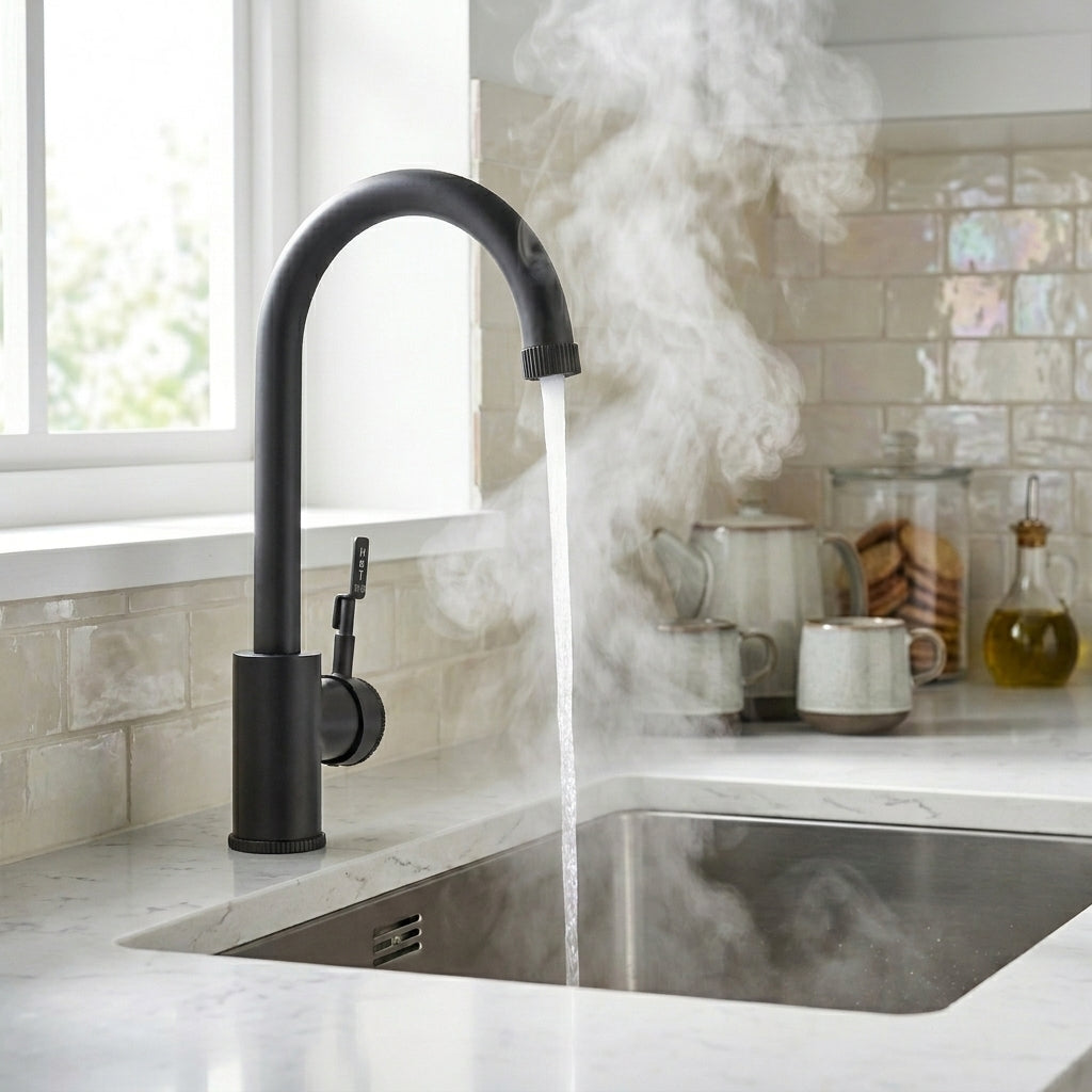 Verossi  | Volissi | Industrial Style Single Lever 3 in 1 Instant Boiling Tap | Matt Black Finish