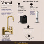 Verossi  | Vorisse | Industrial Bridge Style 3 in 1 Instant Boiling Tap | Brushed Gold Finish