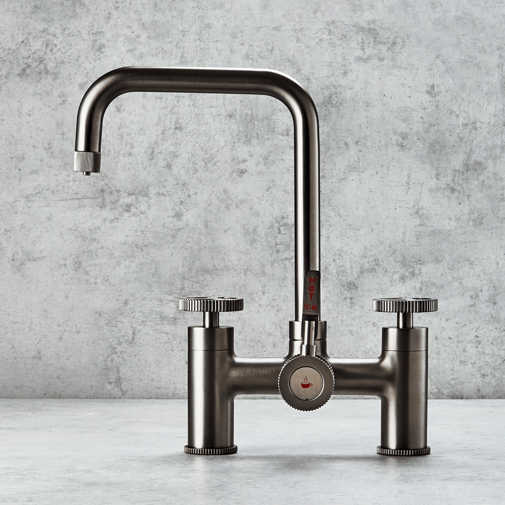 Verossi  | Vorisse | Industrial Bridge Style 3 in 1 Instant Boiling Tap | Gun Metal Finish