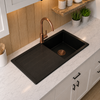 Verossi | 1.0 Bowl Comite Kitchen Sink & Drainer | Left or Right Handed | Chrome Strainer Waste Supplied | 1000 x 500mm | Black