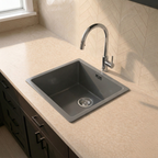 Verossi |  1.0 Bowl Comite Kitchen Sink | Inset or Undermounted | Chrome Strainer Waste Supplied | 440x440x211mm | Gloss Grey