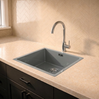 Verossi |  1.0 Bowl Comite Kitchen Sink | Inset or Undermounted | Chrome Strainer Waste Supplied | 440x440x211mm | Gloss Grey