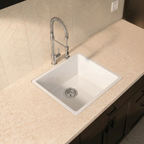 Verossi | 1.0 bowl Comite Kitchen Sink | Inset or Undermounted | Chrome Strainer Waste Supplied | 440x440x211mm | Gloss White