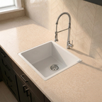 Verossi | 1.0 bowl Comite Kitchen Sink | Inset or Undermounted | Chrome Strainer Waste Supplied | 440x440x211mm | Gloss White