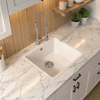 Verossi | 1.0 bowl Comite Kitchen Sink | Inset or Undermounted | Chrome Strainer Waste Supplied | 440x440x211mm | Gloss White