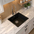 Verossi | 1.0 Bowl Comite Kitchen Sink | Inset or Undermounted | Chrome Strainer Waste Supplied | 440x440x211mm | Matt Black