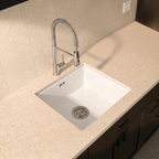 Verossi | 1.0 Bowl Comite Kitchen Sink | Inset or Undermounted | Chrome Strainer Waste Supplied | 440x440x211mm | Matt White