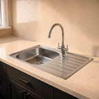 Verossi | 1.0 Bowl Inset Stainless Steel Kitchen Sink & Drainer | Chrome Strainer Waste Supplied | 965 x 500mm | Satin Matt