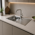Verossi | 1.0 Bowl Inset Stainless Steel Kitchen Sink & Drainer | Chrome Strainer Waste Supplied | 965 x 500mm | Satin Matt