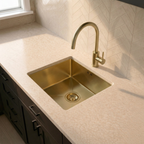 Verossi | 1.0 Bowl Kitchen Sink | Inset or Undermounted | Chrome Strainer Waste Supplied | 440x440x205 | Brushed Brass