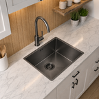 Verossi | 1.0 Bowl Kitchen Sink| With Chrome Strainer Waste | 440x440x205 | Gun Metal
