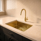 Verossi | 1.0 Bowl Kitchen Sink | Inset or Undermounted | Chrome Strainer Waste Supplied | 540x440x205 | Brushed Brass