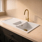 Verossi |  1.3 Bowl Comite Kitchen Sink & Drainer | Left or Right Handed | Chrome Strainer Wastes Supplied | 1000 x 500mm | Matt White