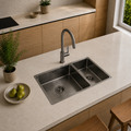 Verossi |  1.5 Bowl Kitchen Sink | Inset or Undermounted | Gun metal Strainer Wastes Supplied | 555x440x205 | Gun Metal