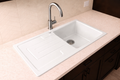 Verossi | Fireclay | 1.0 Bowl Kitchen Sink | Inset with drainer | Chrome Strainer Waste Supplied | 1000 x 500 mm | White Ceramic